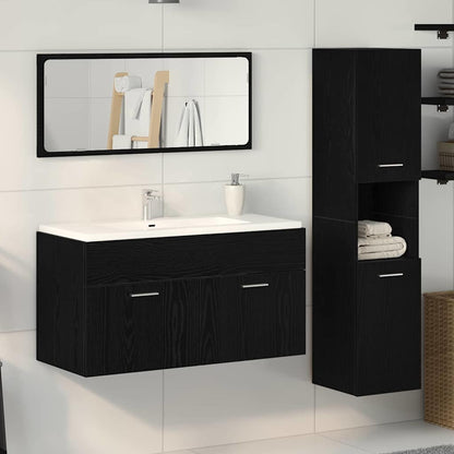 Bathroom Furniture Set 3 pcs Black Oak Engineered Wood