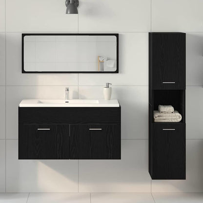Bathroom Furniture Set 3 pcs Black Oak Engineered Wood