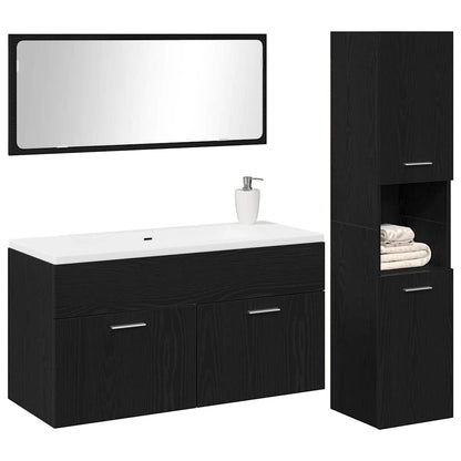 Bathroom Furniture Set 3 pcs Black Oak Engineered Wood