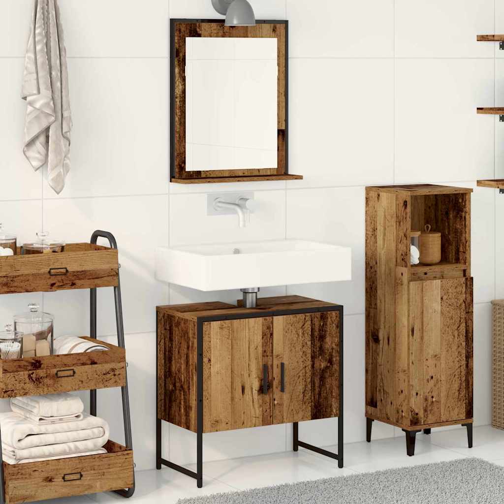 Bathroom Furniture Set Wall-mounted 2 pcs Brown Engineered wood