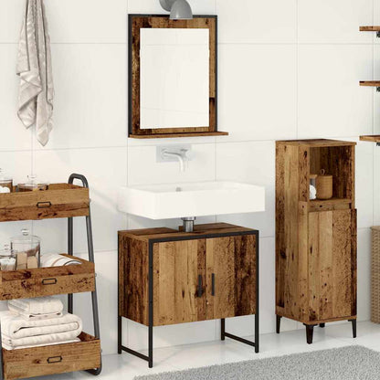 Bathroom Furniture Set Wall-mounted 2 pcs Brown Engineered wood