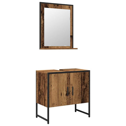 Bathroom Furniture Set Wall-mounted 2 pcs Brown Engineered wood