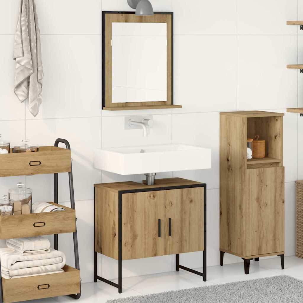 Bathroom Furniture Set Wall-mounted 2 pcs Brown Engineered wood