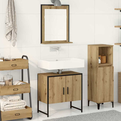 Bathroom Furniture Set Wall-mounted 2 pcs Brown Engineered wood