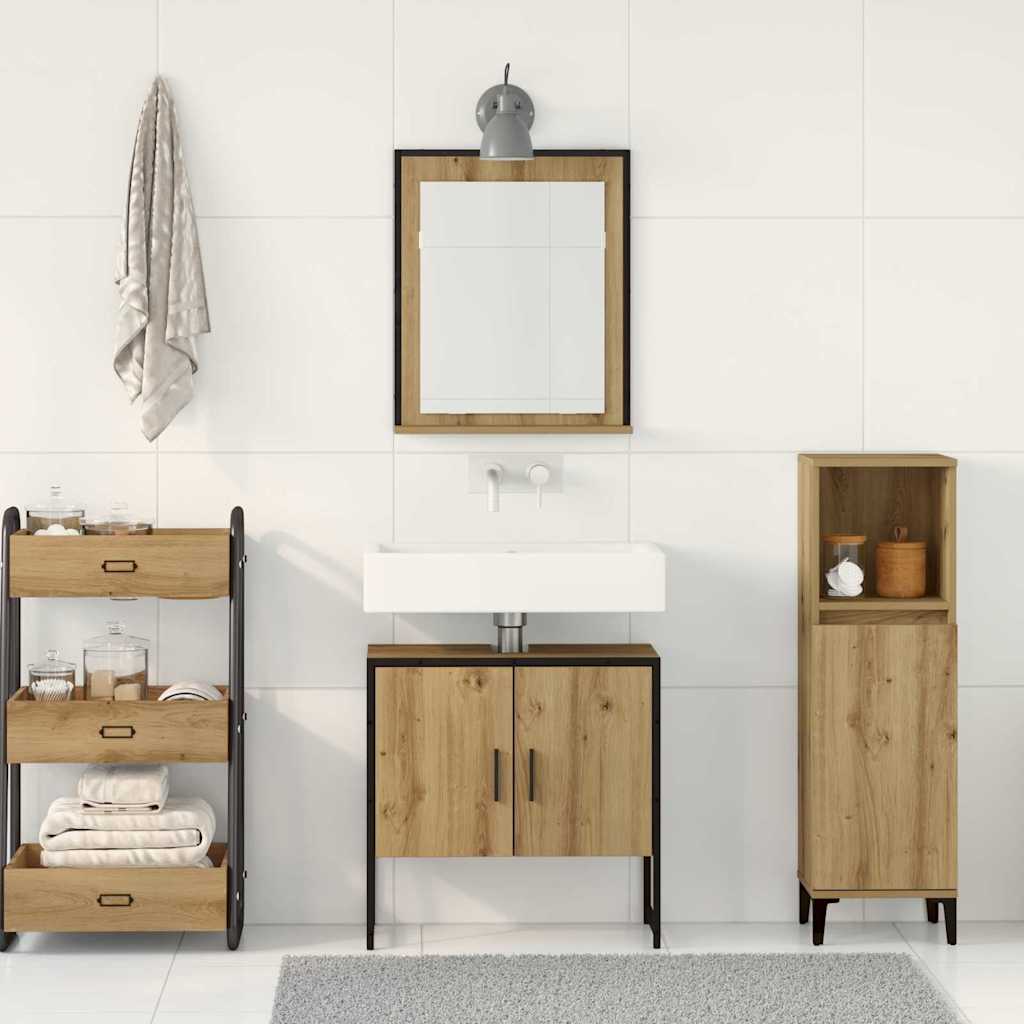 Bathroom Furniture Set Wall-mounted 2 pcs Brown Engineered wood