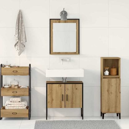Bathroom Furniture Set Wall-mounted 2 pcs Brown Engineered wood