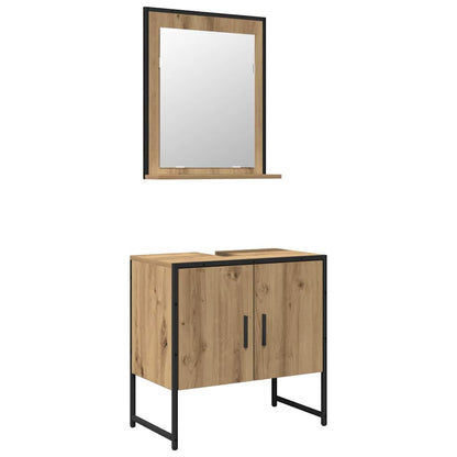 Bathroom Furniture Set Wall-mounted 2 pcs Brown Engineered wood