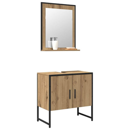 Bathroom Furniture Set Wall-mounted 2 pcs Brown Engineered wood