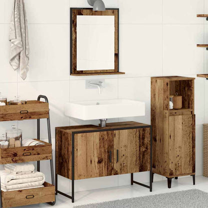 Bathroom Furniture Set Wall-mounted 2 pcs Brown Engineered wood