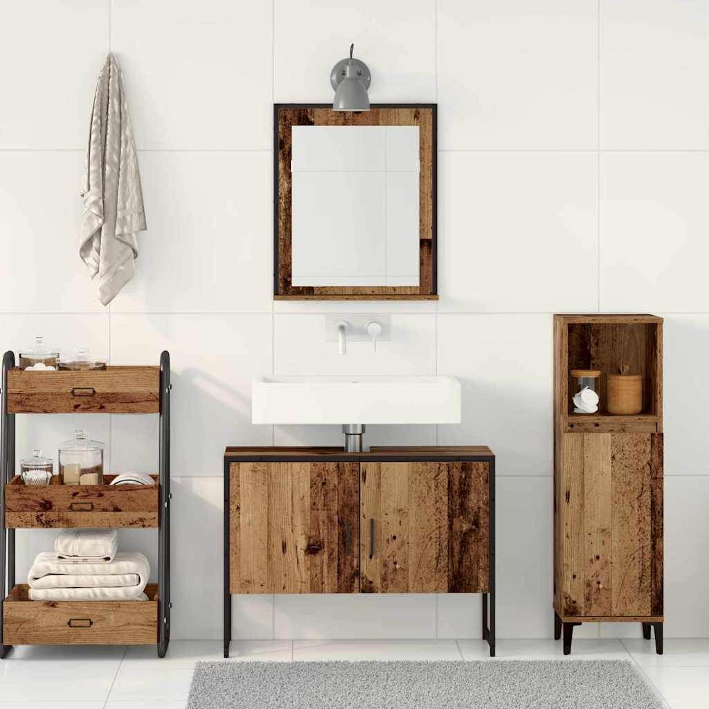 Bathroom Furniture Set Wall-mounted 2 pcs Brown Engineered wood