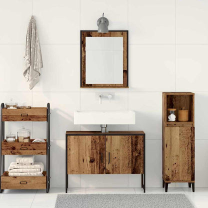 Bathroom Furniture Set Wall-mounted 2 pcs Brown Engineered wood