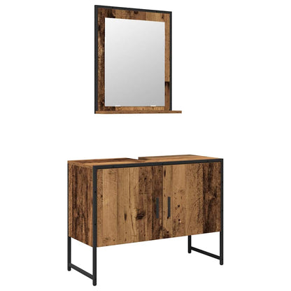 Bathroom Furniture Set Wall-mounted 2 pcs Brown Engineered wood