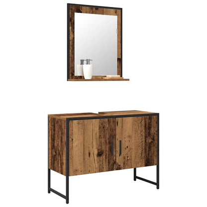 Bathroom Furniture Set Wall-mounted 2 pcs Brown Engineered wood