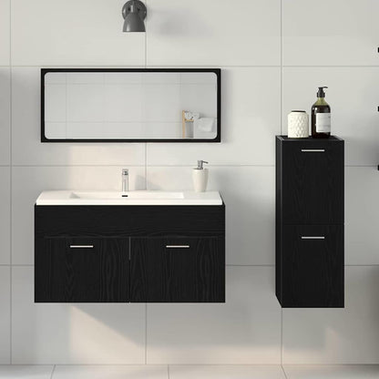Bathroom Furniture Set 3 pcs Black Oak Engineered Wood