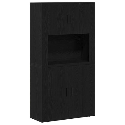 Highboard Black Oak 80 x 33 x 150 cm Engineered Wood