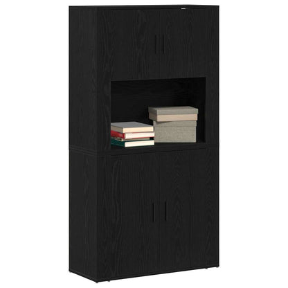 Highboard Black Oak 80 x 33 x 150 cm Engineered Wood