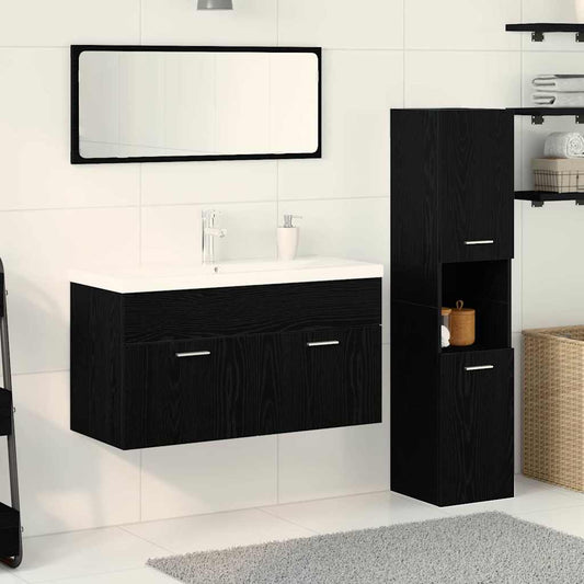 Bathroom Furniture Set 4 pcs Black Oak Engineered Wood
