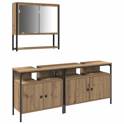 Bathroom Furniture Set with Shelf 3 pcs Brown Engineered wood