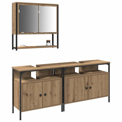 Bathroom Furniture Set with Shelf 3 pcs Brown Engineered wood