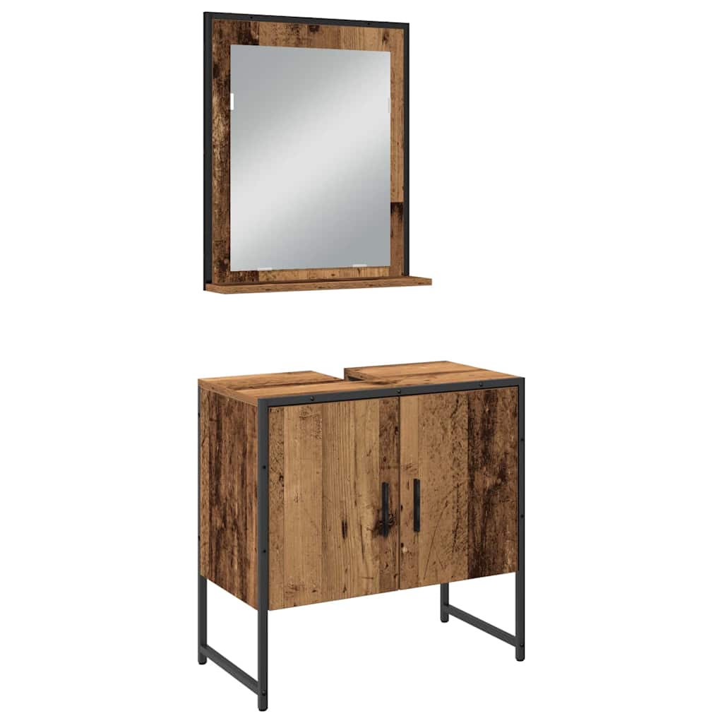 Bathroom Furniture Set with Shelf 3 pcs Brown Engineered wood