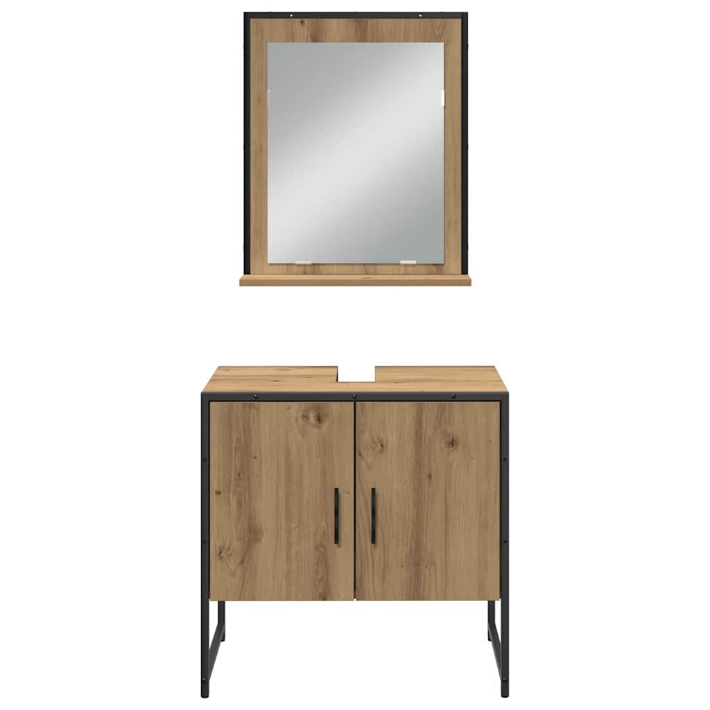 Bathroom Furniture Set with Shelf 3 pcs Brown Engineered wood