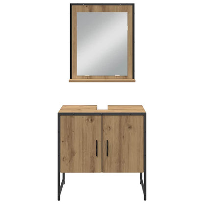 Bathroom Furniture Set with Shelf 3 pcs Brown Engineered wood