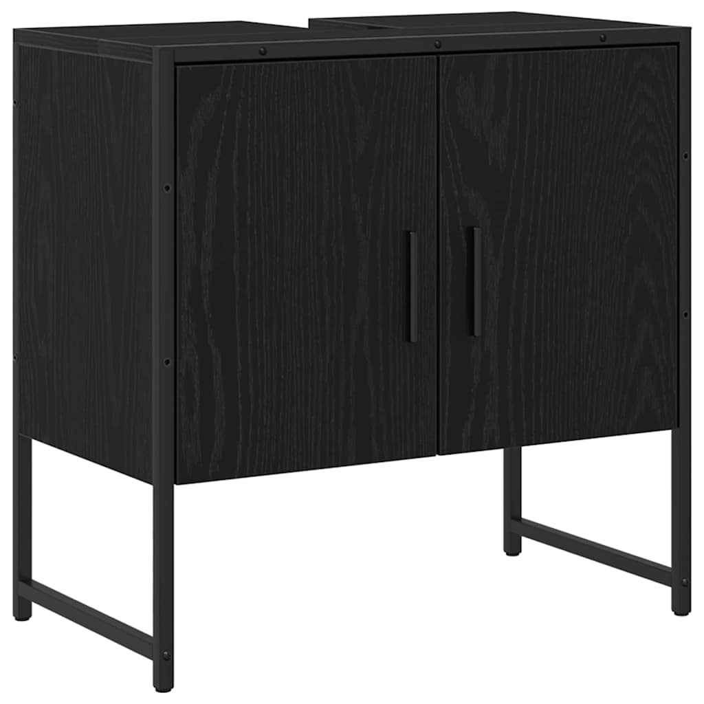 Bathroom Furniture Set with Shelf 3 pcs Black Engineered wood