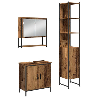 Bathroom Furniture Set with Shelf 3 pcs Brown Engineered wood