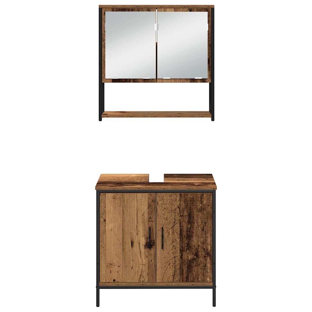 Bathroom Furniture Set with Shelf 3 pcs Brown Engineered wood