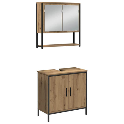 Bathroom Furniture Set with Shelf 3 pcs Brown Engineered wood