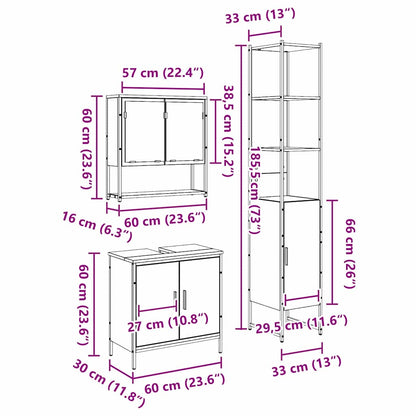 Bathroom Furniture Set with Shelf 3 pcs Brown Engineered wood
