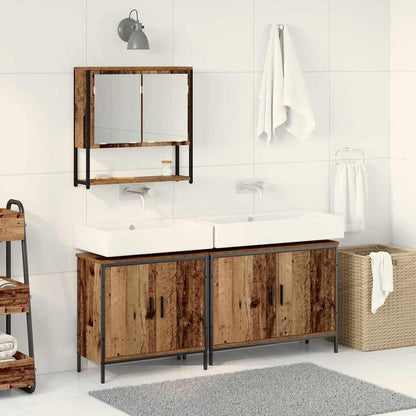 Bathroom Furniture Set with Shelf 3 pcs Brown Engineered wood