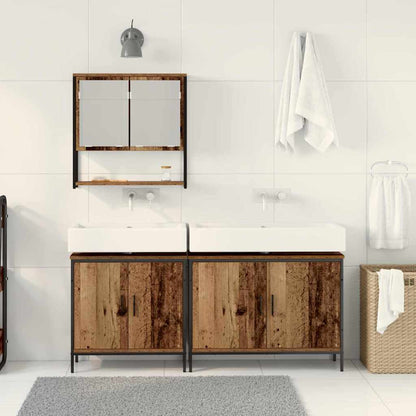 Bathroom Furniture Set with Shelf 3 pcs Brown Engineered wood