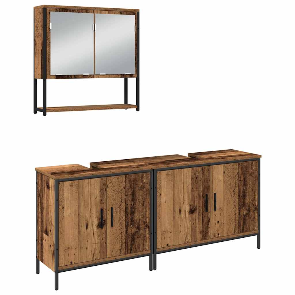 Bathroom Furniture Set with Shelf 3 pcs Brown Engineered wood