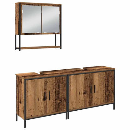 Bathroom Furniture Set with Shelf 3 pcs Brown Engineered wood