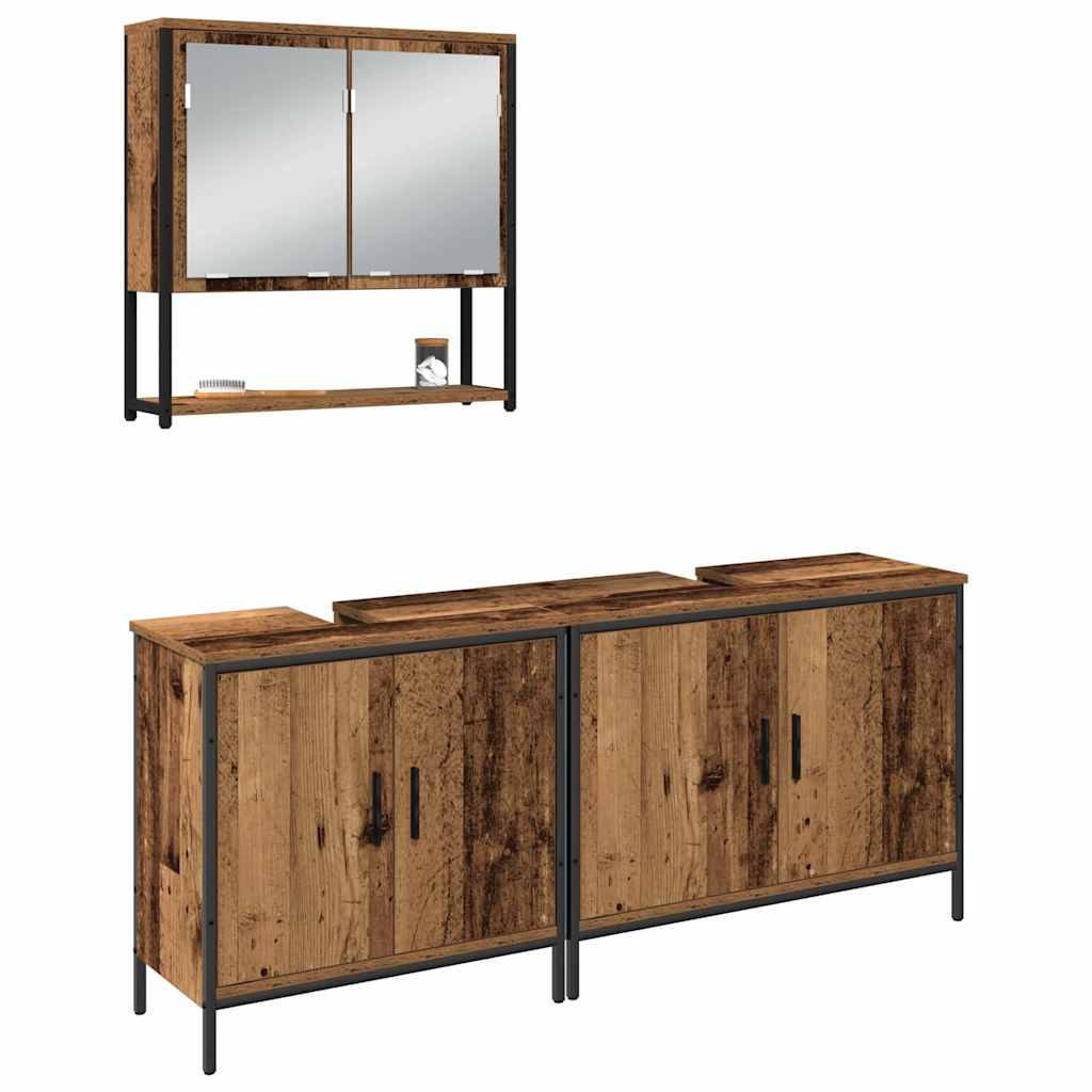 Bathroom Furniture Set with Shelf 3 pcs Brown Engineered wood