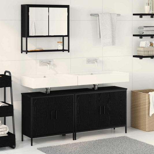 Bathroom Furniture Set 3 pcs Black Engineered wood