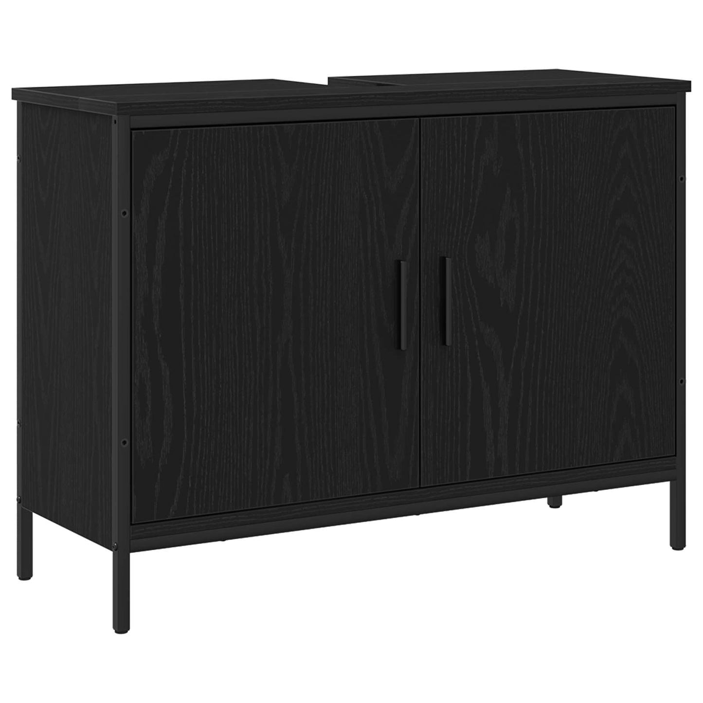 Bathroom Furniture Set with Shelf 3 pcs Black Engineered wood