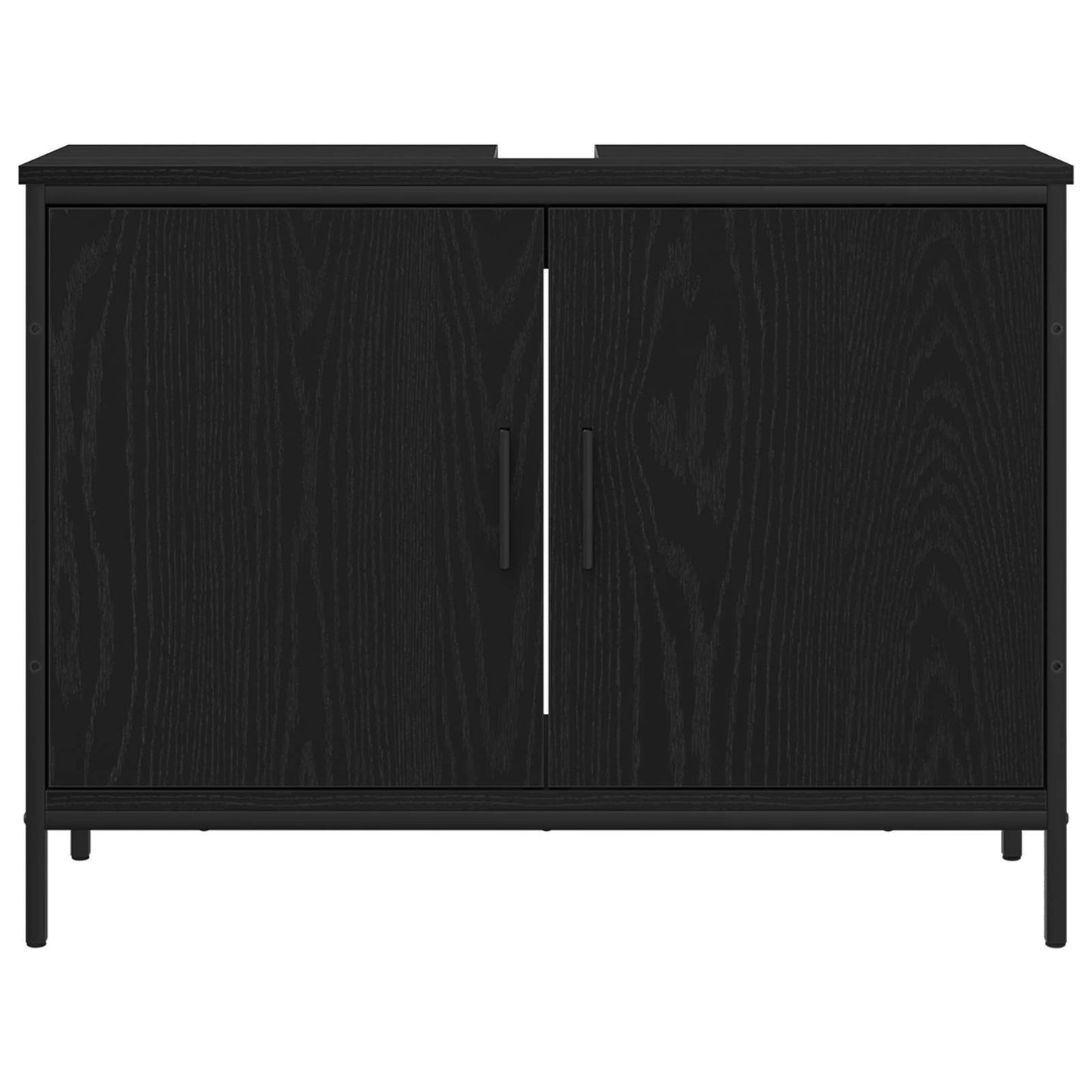 Bathroom Furniture Set with Shelf 3 pcs Black Engineered wood