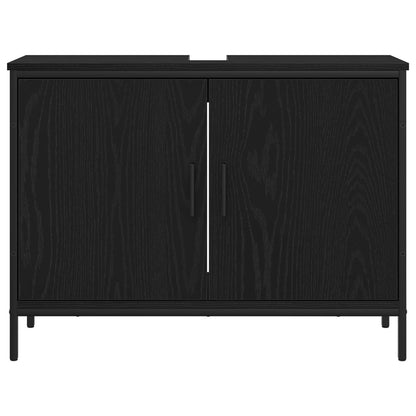 Bathroom Furniture Set with Shelf 3 pcs Black Engineered wood
