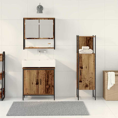 Bathroom Furniture Set with Shelf 3 pcs Brown Engineered wood
