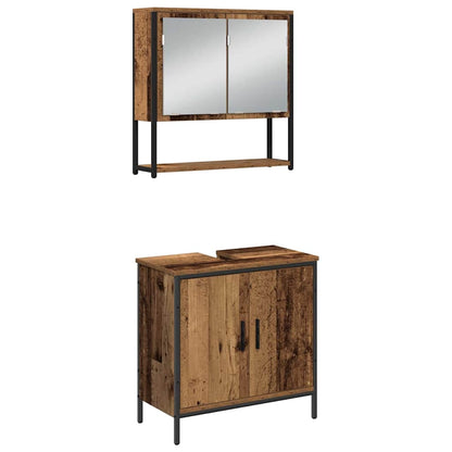 Bathroom Furniture Set with Shelf 3 pcs Brown Engineered wood