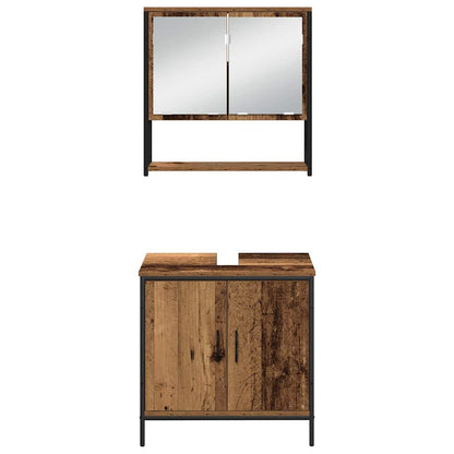 Bathroom Furniture Set with Shelf 3 pcs Brown Engineered wood