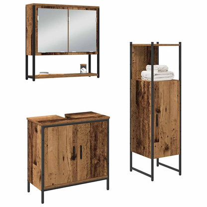 Bathroom Furniture Set with Shelf 3 pcs Brown Engineered wood