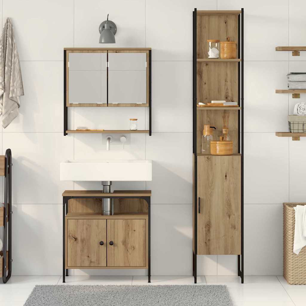 Bathroom Furniture Set 3 pcs Artisan Oak Engineered Wood