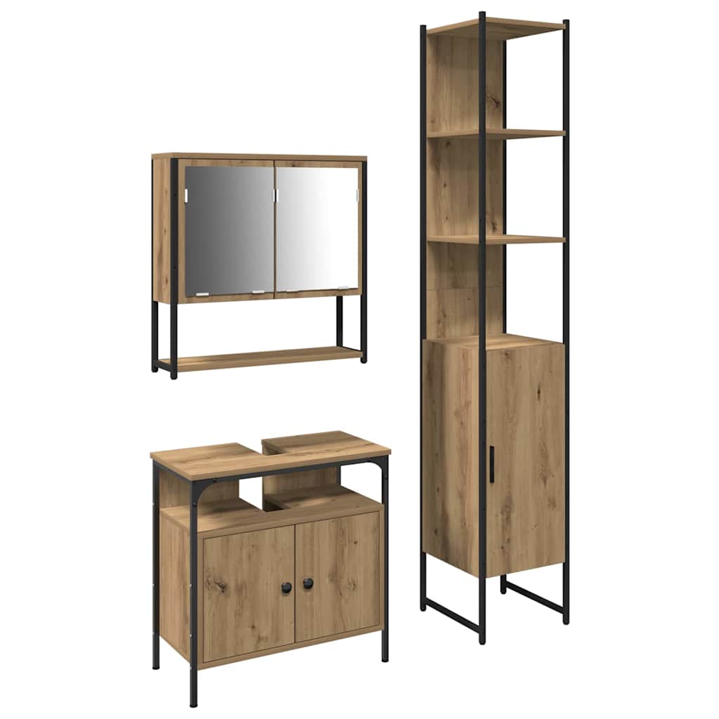 Bathroom Furniture Set 3 pcs Artisan Oak Engineered Wood