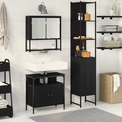 Bathroom Furniture Set 3 pcs Black Oak Engineered Wood