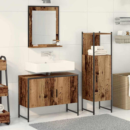 Bathroom Furniture Set with Shelf 3 pcs Brown Engineered wood