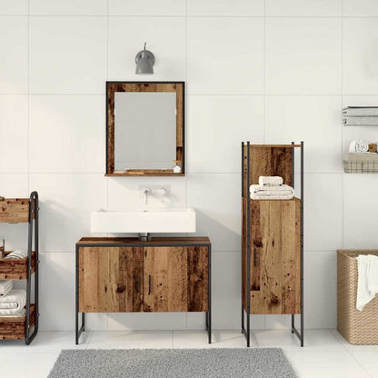 Bathroom Furniture Set with Shelf 3 pcs Brown Engineered wood