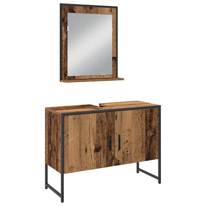 Bathroom Furniture Set with Shelf 3 pcs Brown Engineered wood